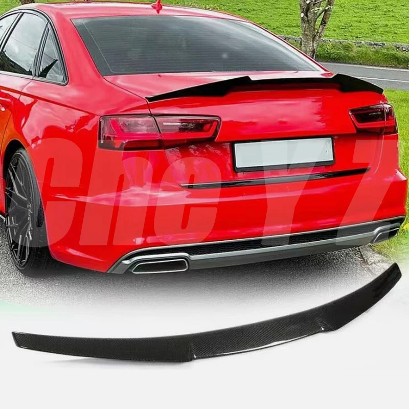 

For AUDI A6 S6 C7 Sedan M4 Style Real Carbon Fiber FRP Unpainted Glossy Black Forged Carbon Rear Spoiler 2012-2016 Trunk Wing