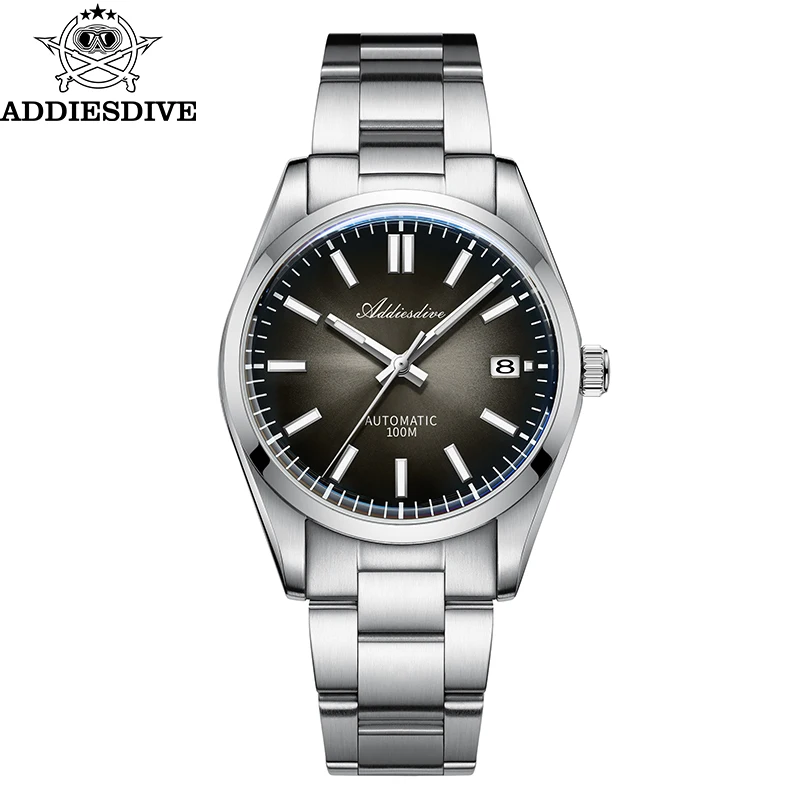 ADDIESDIVE Automatic Mechanical Watch 316L Stainless Steel Sapphire Glass 10Bar Diving Sunburst Dial NH35A Men's Dress Watches