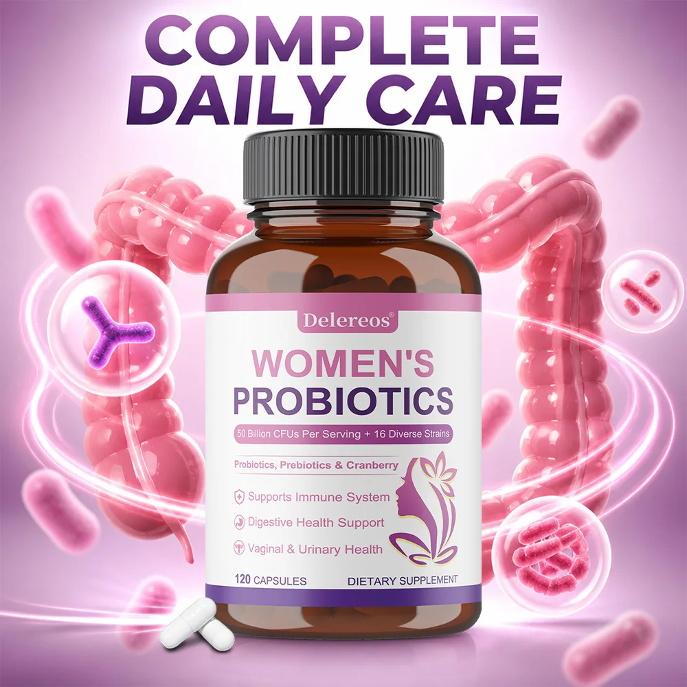 Women’s Probiotic Capsules with Cranberry & Prebiotic Fiber, Support Gut Digestion Immune Urinary & Feminine Intimate Wellness
