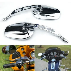 Pair Chrome Motorcycle Universal 8mm Rear View Side Mirrors For Harley-Davidson Street Glide Road King Fatboy