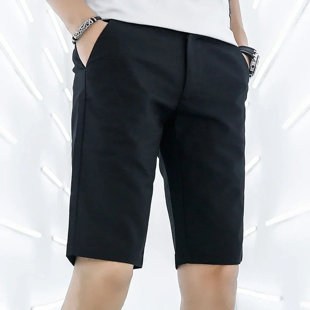 White Shorts Men Summer Casual Shorts Korean Fashion Streetwear Pure Cotton Solid Color Men Work Shorts 2024 Trends