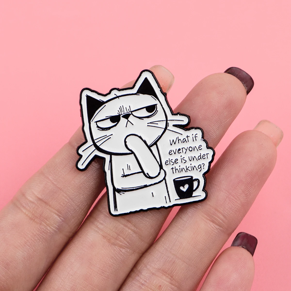 Pin esmaltado gato sarcástico – Broche divertido para ropa o mochila - imagen 5