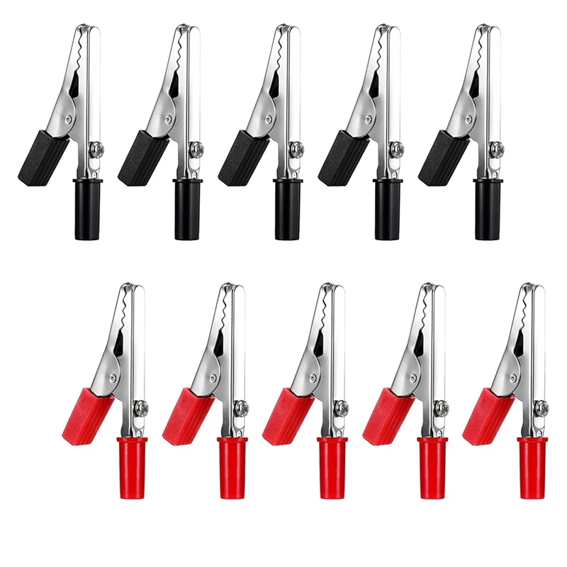 ABNO-10Pcs الأحمر والأسود التمساح كليبستيرمينال اختبار المشابك المعدنية الصغيرة الكهربائية المشابك لبطارية اختبار السيارة الكهربائية