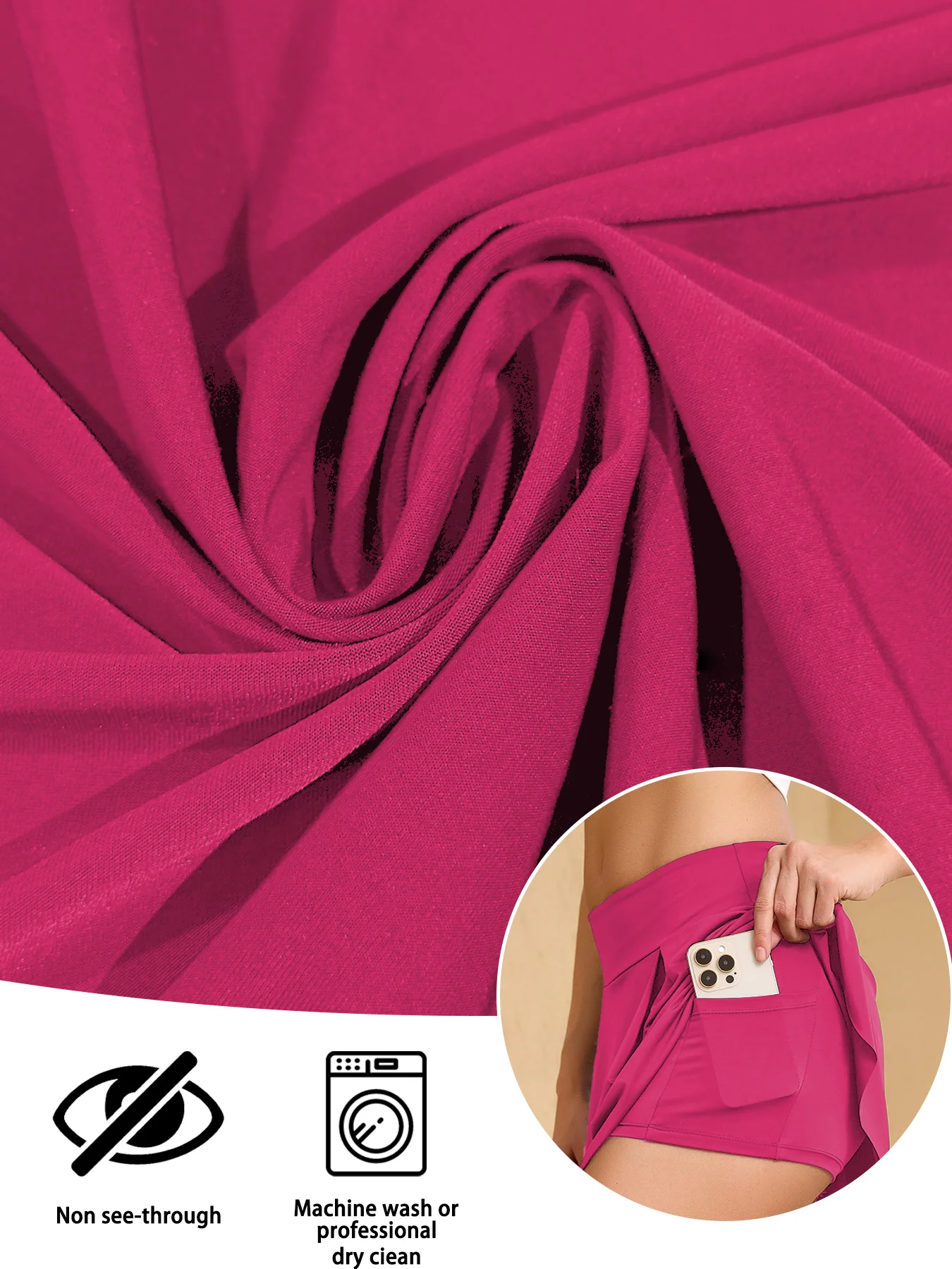 تنورة رياضية ناعمة جدًا ذات طبقتين للنساء، مع جيوب داخلية، تنورة تنس سريعة الجفاف، تنورة للتمارين الرياضية والجولف