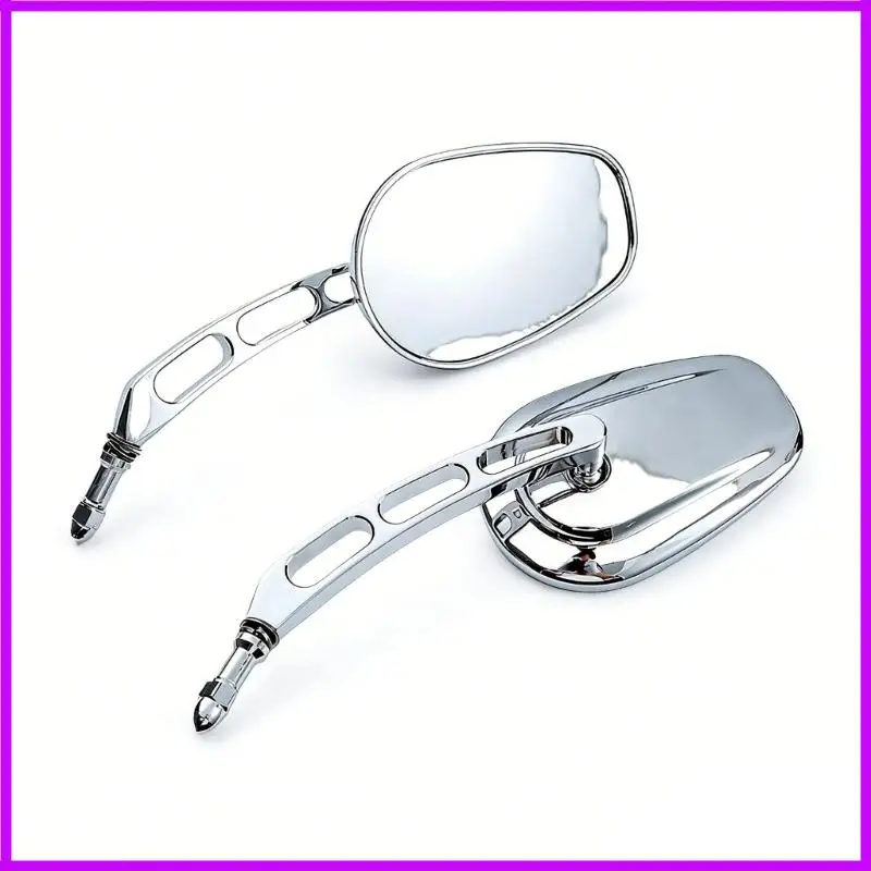 R9CC 2 Items Slotted Stem Design 8mm Motorcycle Mirrors With Transparent Glass For Tourers