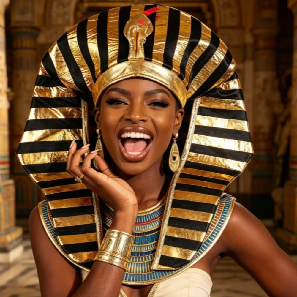 Multi-Functional Women Egyptian Pharaoh Head Hat, Outdoor Party Cosplay Snake Headpiece