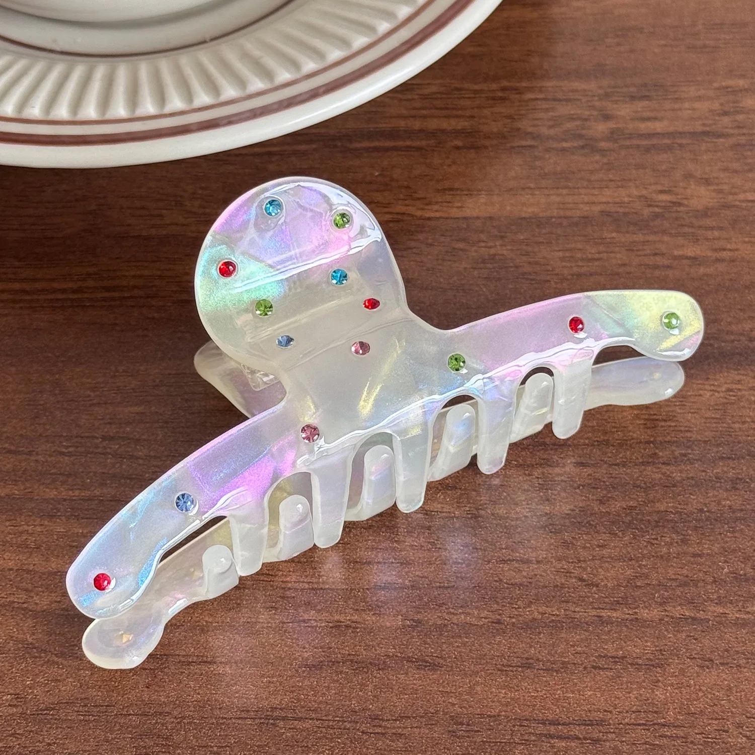 

Korean Style Bun Clip Medium Acetate Crystal Hair Claw for Women Secure Hold Glamorous Hair Accessories Daily Versatile Use