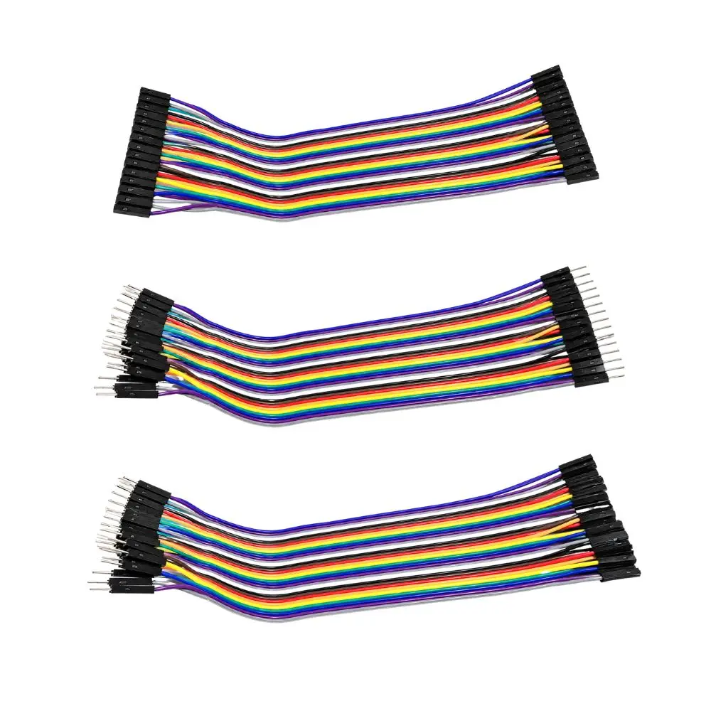 40P Color Dupont Cable Flat Ribbon Cable 2.54mm 10/15/21/30/40cm Male to Female/Male to Male/Female to Female Jumper Wires