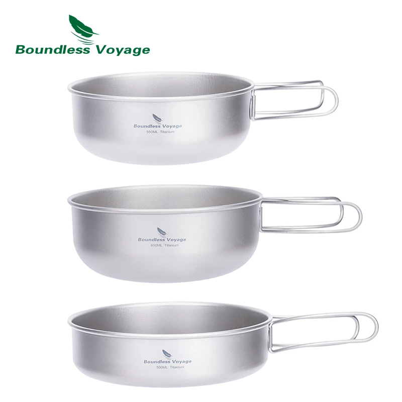Boundless Voyage Ultralekkie naczynia kuchenne Outdoor Dinnerware Outdoor Camping Titanium Bowl Pan Plate Dish Set Ti2031C