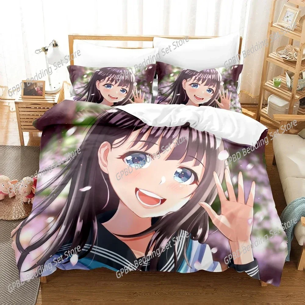 3D Printed Akebis Sailor Uniform Comfortable Duvet Quilt Cover Pillowcase Bedding Set Children Bedroom Decoration Home Textile