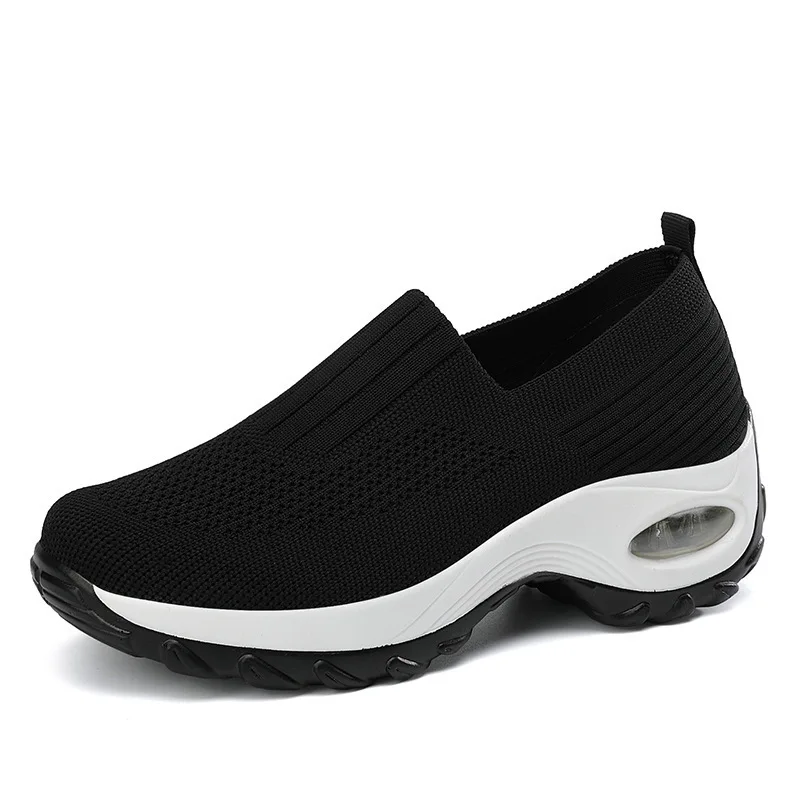 2023 New Walking Middle Age Mom's Shoes Breathable Footwear Sneakers Mesh Sports Shoes Casual Thick Sole Elevated Shake Shoes