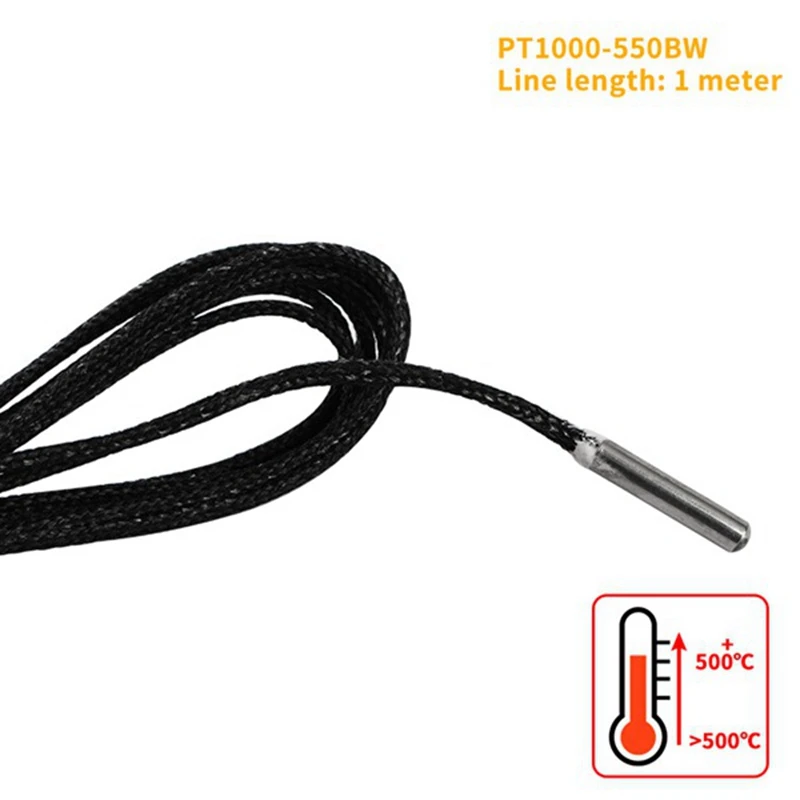 PT1000 Temperature Sensor Probe, 3D Printer Temperature Probe, Temperature Probe Resistor, Platinum Thermal Sensor