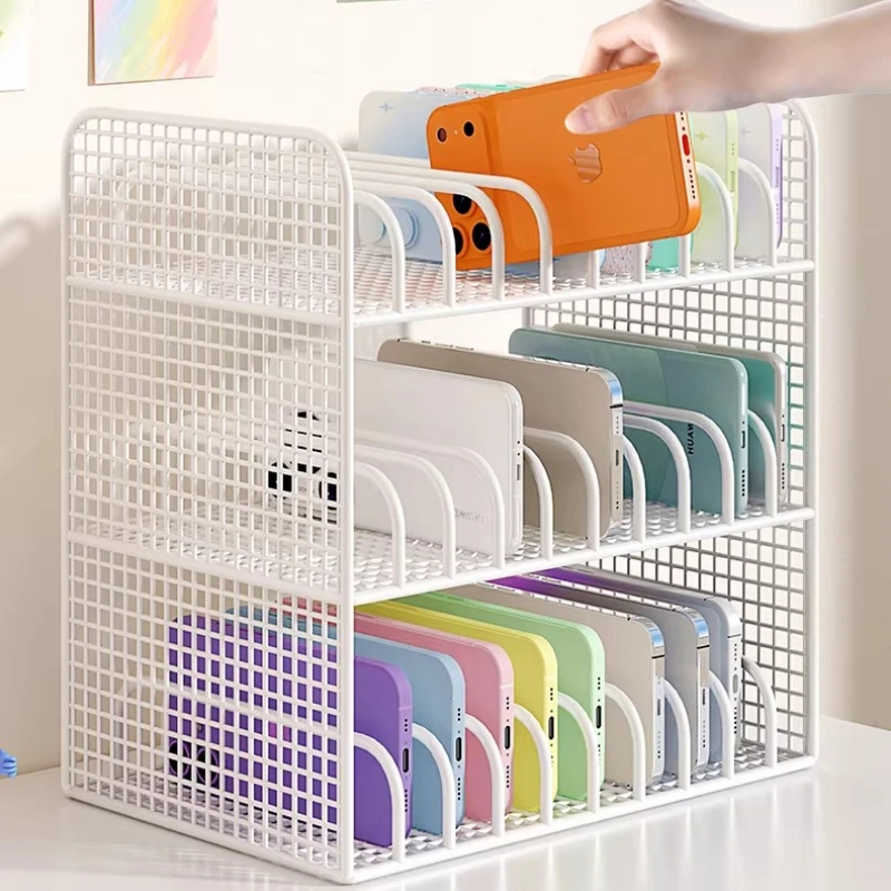 30-Slot Multi Device Storage Rack Large Capacity Desktop Organizer Stand Phone Tablet Display Rack Retail Store Studio Equipment
