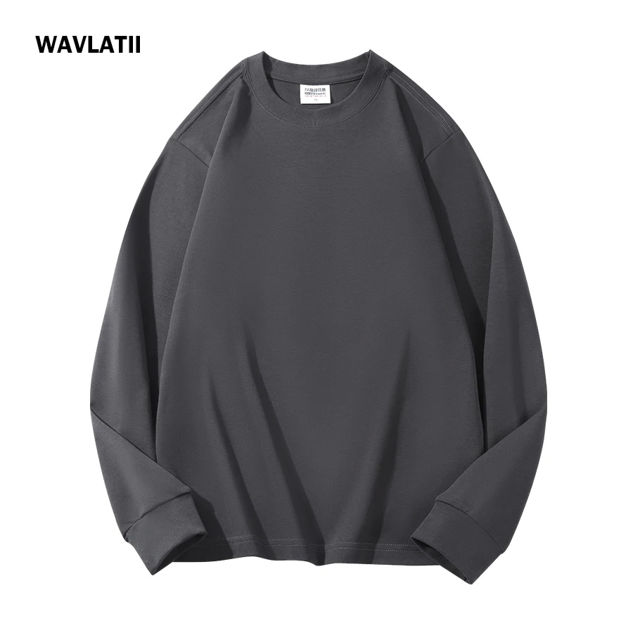 WAVLATII Nowe Damskie Koszulki z Długim Rękawem Damskie Białe Czarne Casualowe O-neckTee Lady Khaki Ciepłe Podstawowe Topy Na Wiosnę Jesień WLT2401