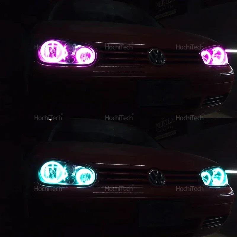 For Volkswagen VW Golf MK4 R32 GTi VR6 CABRIO A4 1998-2004 High Quality 16-Color RGB Cotton LED Angel Eye Rings Daytime Light view 5