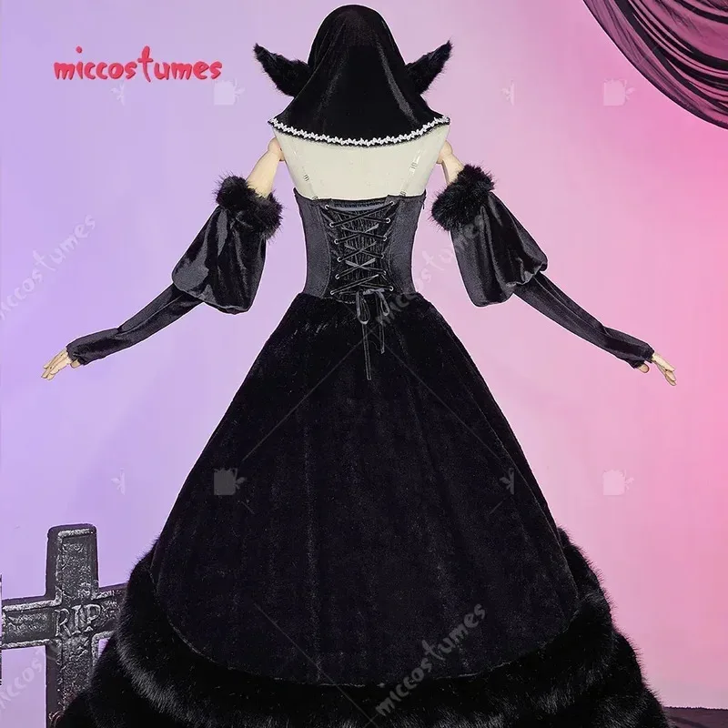 طقم فستان أسود من CyIn Stock Miccosumes للسيدات من Marcille Donato مع أكمام وأذنين #4