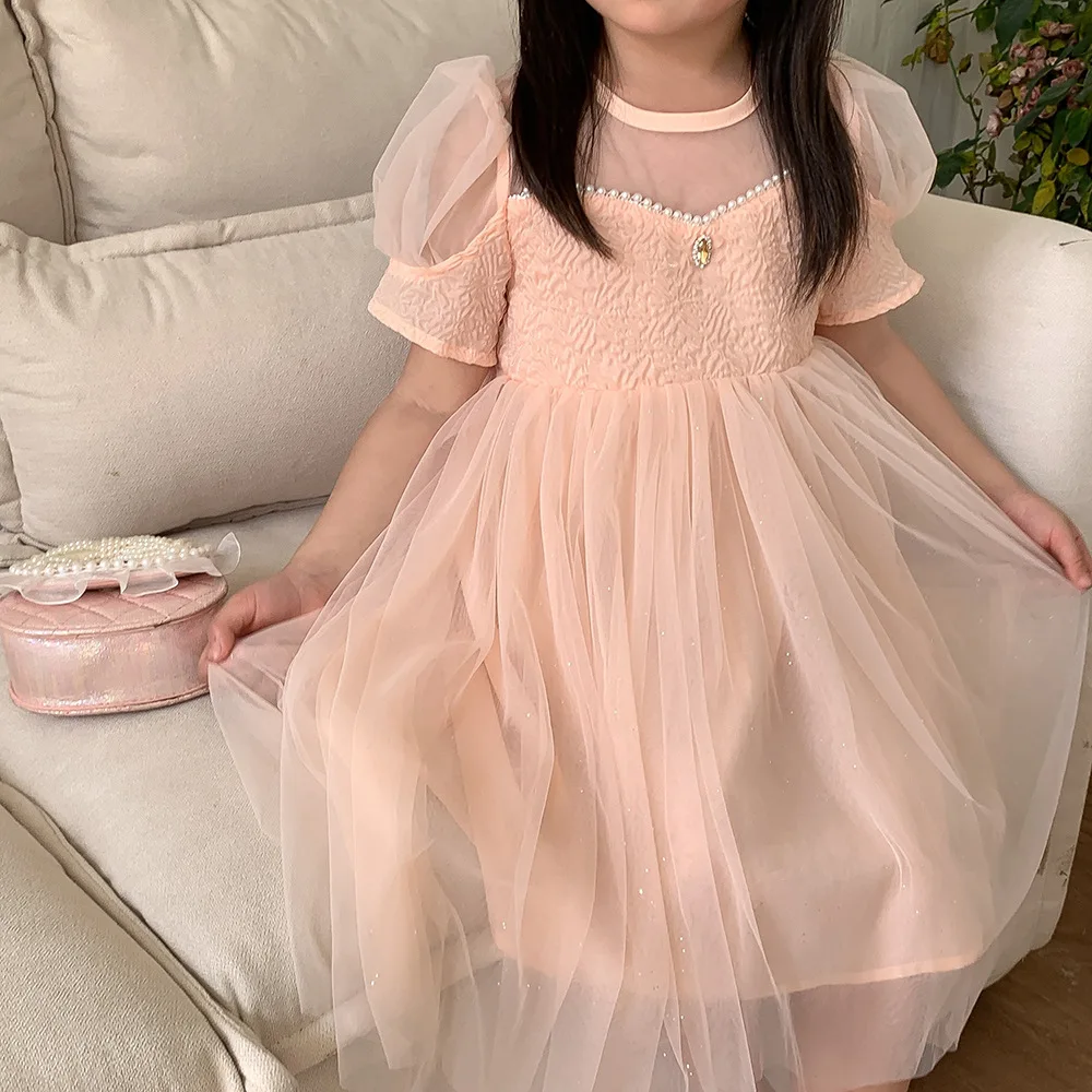 فستان أميرات منفوش للأطفال ، فستان بأكمام قصيرة للبنات ، خالدة للغاية ، خيوط عصرية ، صيف ، جديد ، 10000
