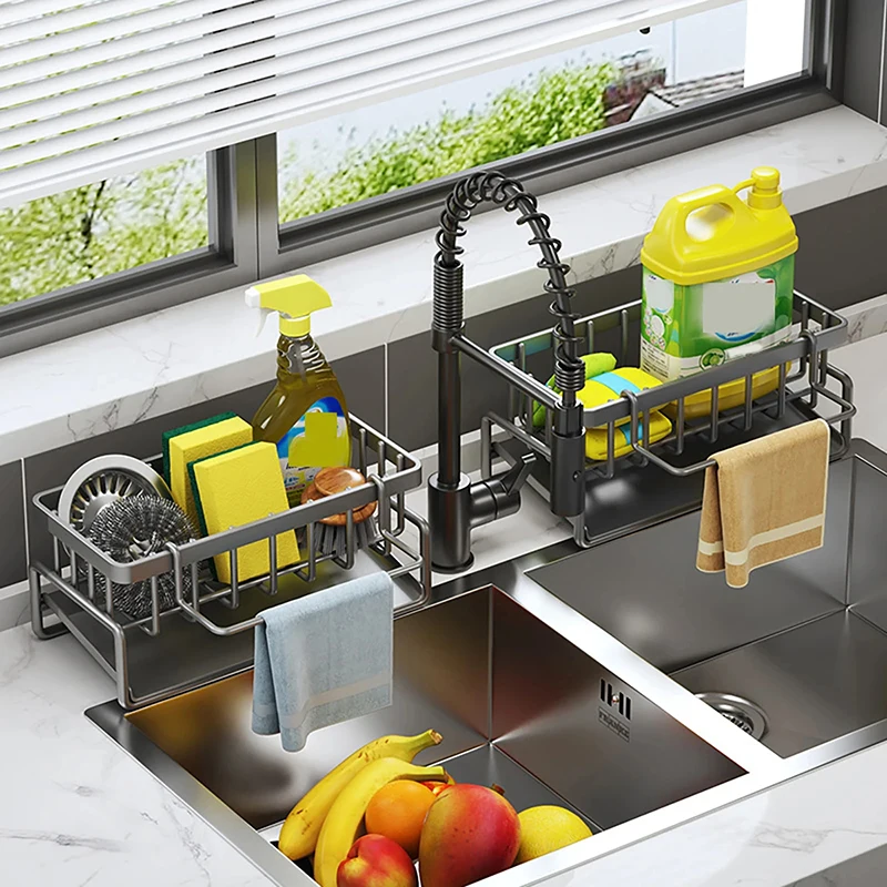 

Sink Caddy Sponge Holder Sink Basket Brush Holder Dish Cloth Hanger Soap Rack Sink Stopper Holder Sponge Holder For Kitchen Sink