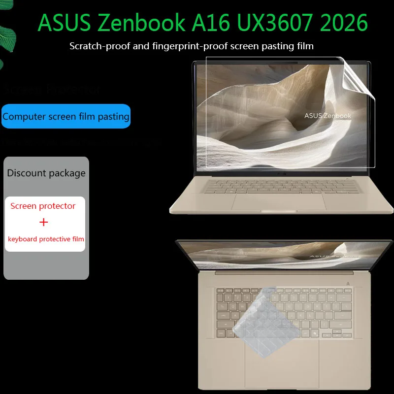 For ASUS Zenbook A16 UX3607 2026 Notebook Screen Protector 16 Inch Keyboard Protector HD Matte Anti-Spy Privacy Film Key Pad