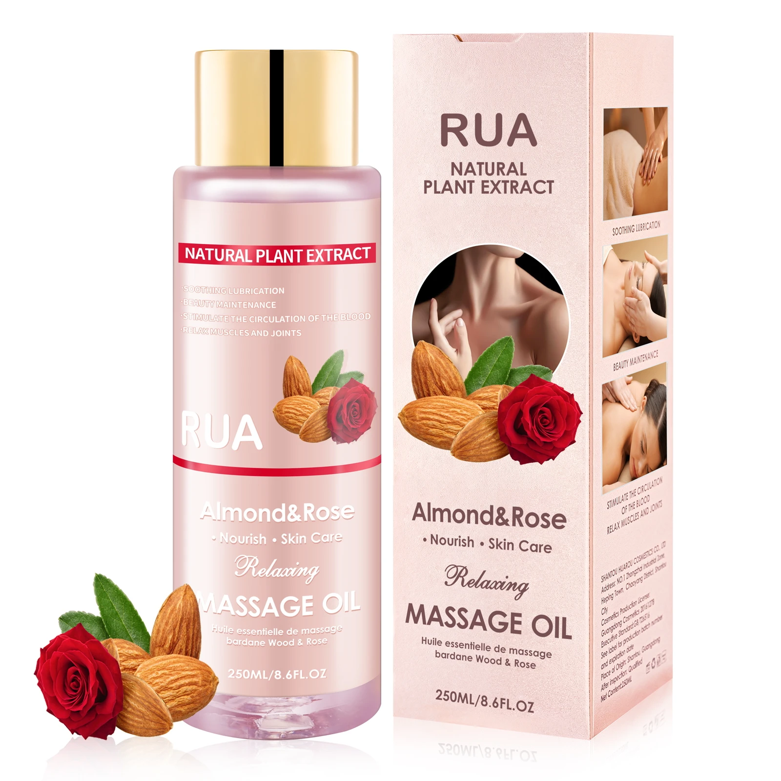 Massage Oil for Relaxing, Massage Oil for Joint Almond and Rose Massage Oils Moisturizing Body Oil for Men and Women 8.6 Fl.oz