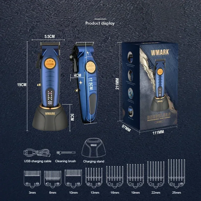 2024 New Professional Hair Clipper WMARK NG-8060  Brushless Motor with Charging Base Electric Clippers  Trimmer for Men
