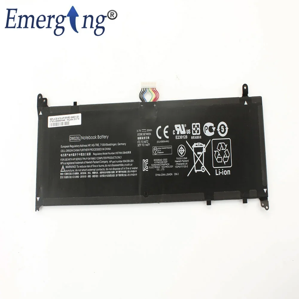 3.7V 25Wh New Laptop Battery For HP Envy X2 11-G0004XX DW02XL HSTNN-IB4B TPN-P104 	HSTNN-DB4B