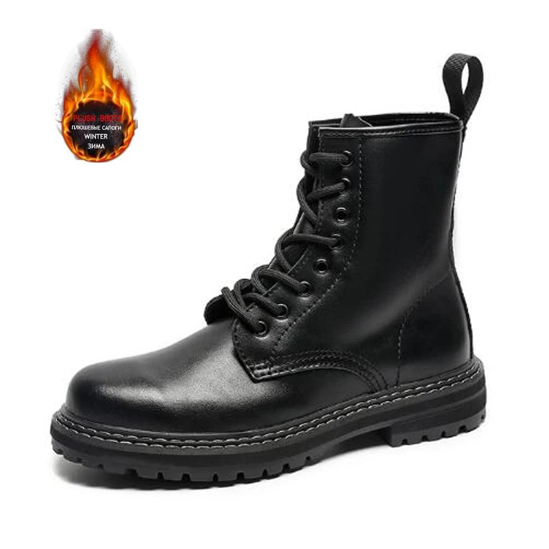 Botas de motocicleta buty com 8 buracos, tamanho extra, cano alto masculino, macacão de couro, preto, cano médio, botas de trabalho, chelsea botlar m713