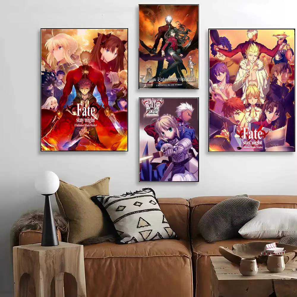 Anime Fate Stay Night Poster HD Art Decorative Wall Art Waterproof Home Décor for Living Room Bedroom Café Stylish Gift