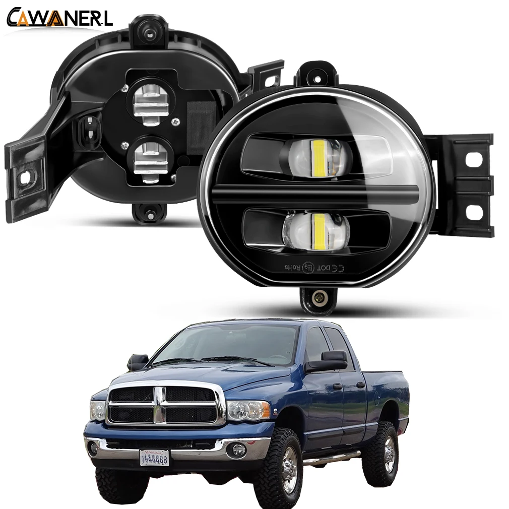 

2 Pcs LED Fog Light Assembly For Dodge Ram 2500 2003 2004 2005 2006 2007 2008 2009 60W 12000LM Car Front Bumper Fog Driving Lamp