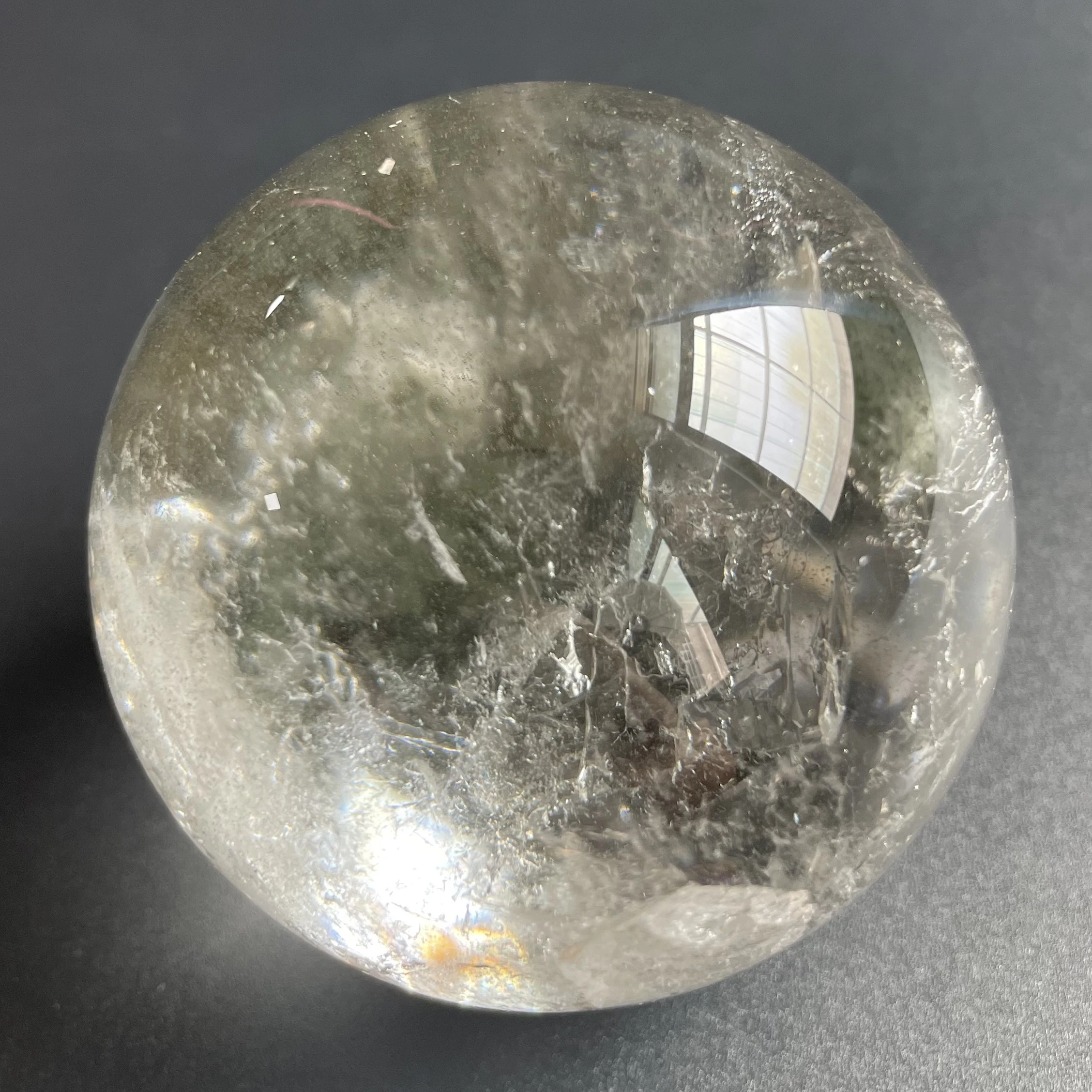 

220g Natural Crystal Ball Green Phantom Decoration Polished Quartz Sphere Reiki Healing Z115