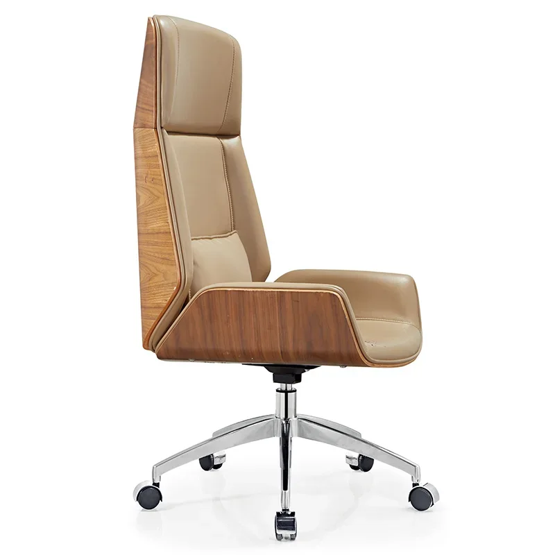 Silla moderna de cuero y madera para oficina, precio barato