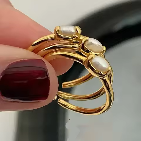 PONYKISS 925 Silver Geometric Pearl Adjustable Ring for Women Party Classic Fine Jewelry Minimalist Accessories