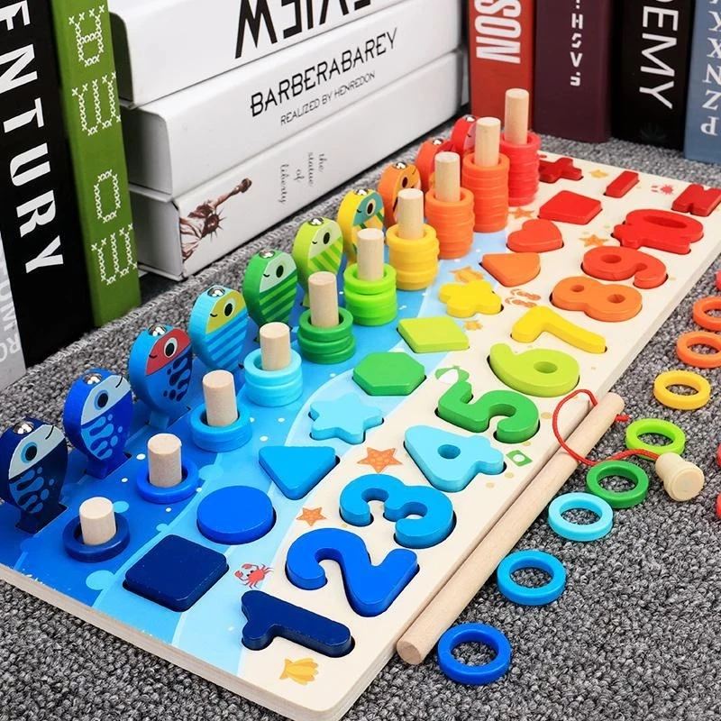 Toys Educational Wooden Toys Geometric Shape Cognition Puzzle Toys Math Toys