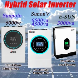 SAKO Hybrid Solar Inverter: 6200W 48V,4500VA 24V,3000VA 24V,-Pure Sine Wave for On and Off-Grid Power