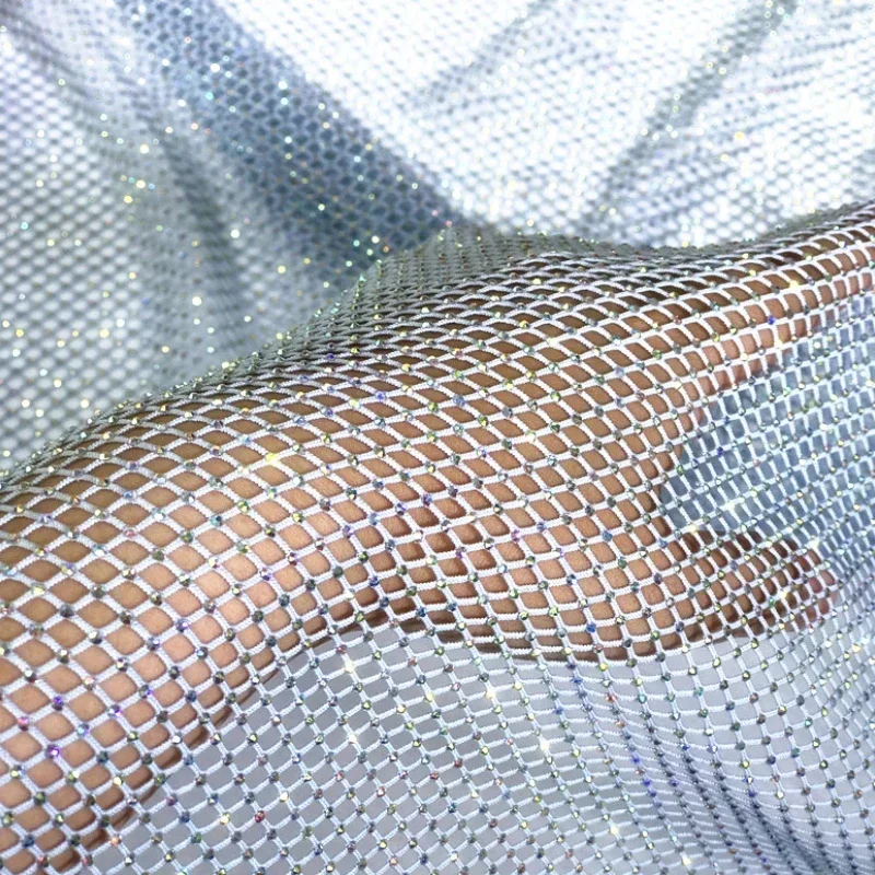 Diamond Mesh Fabric Elastic Clothing Skirt for Dress Ceremonial Dress Clothing Cloth Apparel Diy Sewing Material