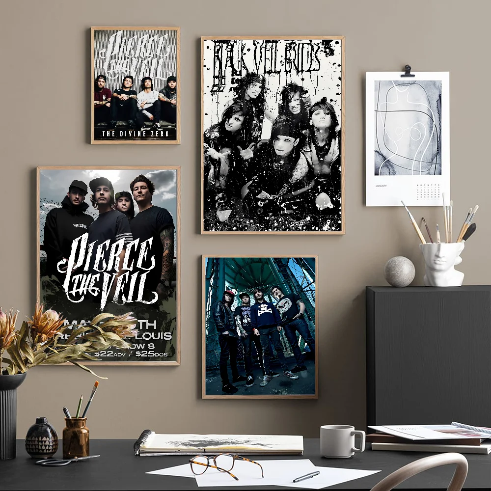 Pierce The Veil Band Self-adhesive Art Poster Retro Kraft Paper Sticker DIY Room Bar Cafe Stickers Wall Painting