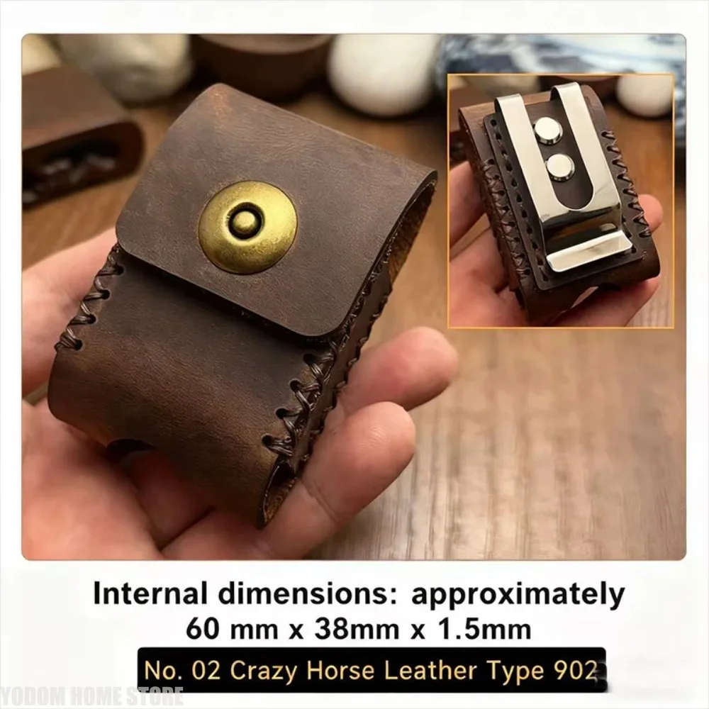 Echtes Rindsleder-Etui für Zorro/Zippo Feuerzeuge, Vintage-Design, Ledertasche mit verstärktem Stahlclip, Retro-Feuerzeughalter – Detail 6