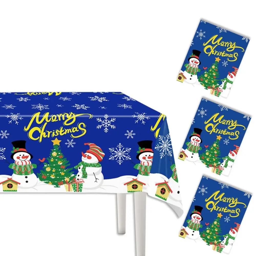 غطاء عيد الميلاد بتصميم رجل الثلج مقاوم للماء وسهل التنظيف للحفلات من رقائق معدنية مستطيلة خفيفة الوزن للعطلات وديكور المنزل #4