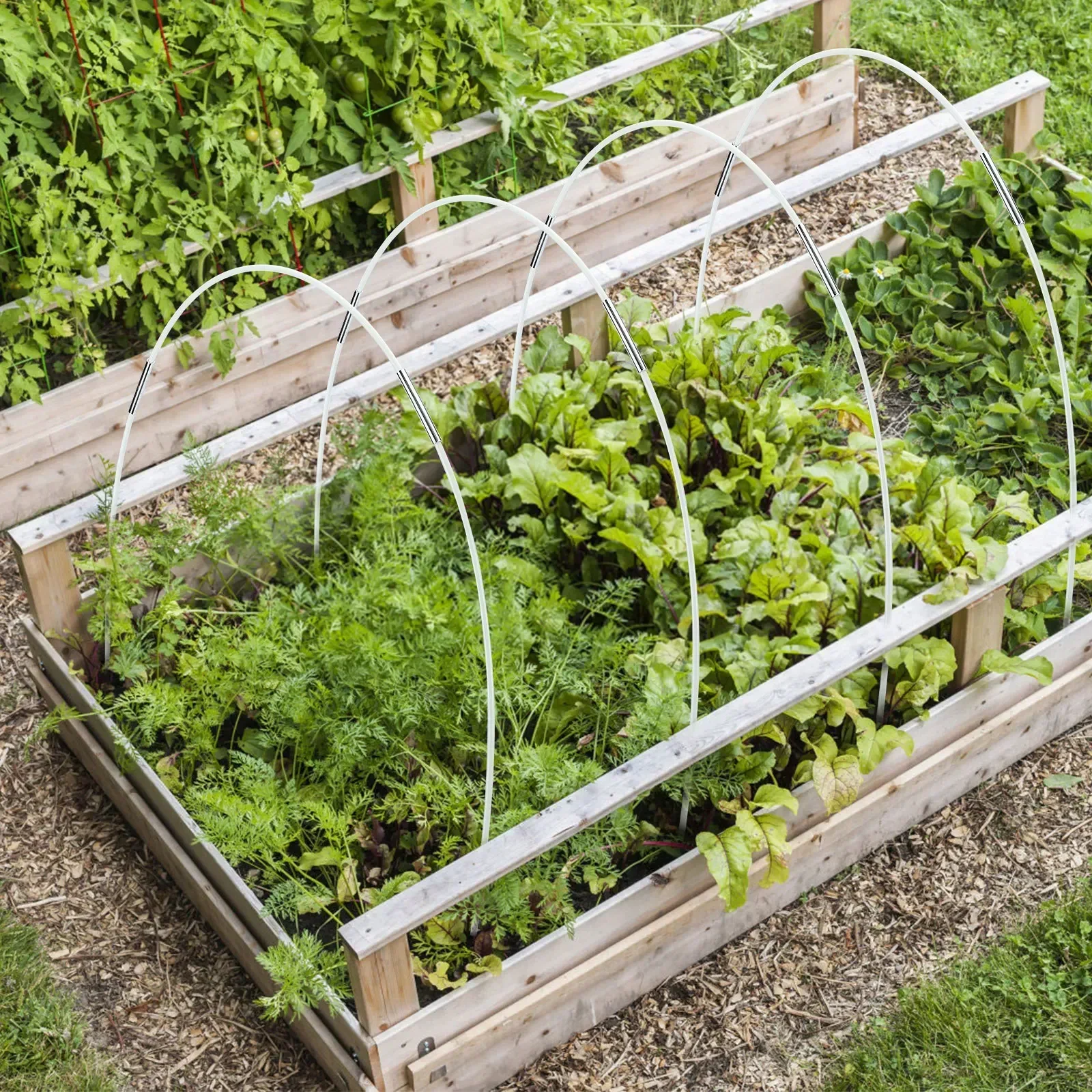 

DIY Mini Greenhouse & Climbing Plant Support Kit, 30 Fiberglass Tubes + 25 Metal Connectors + 12 6mm Clamps
