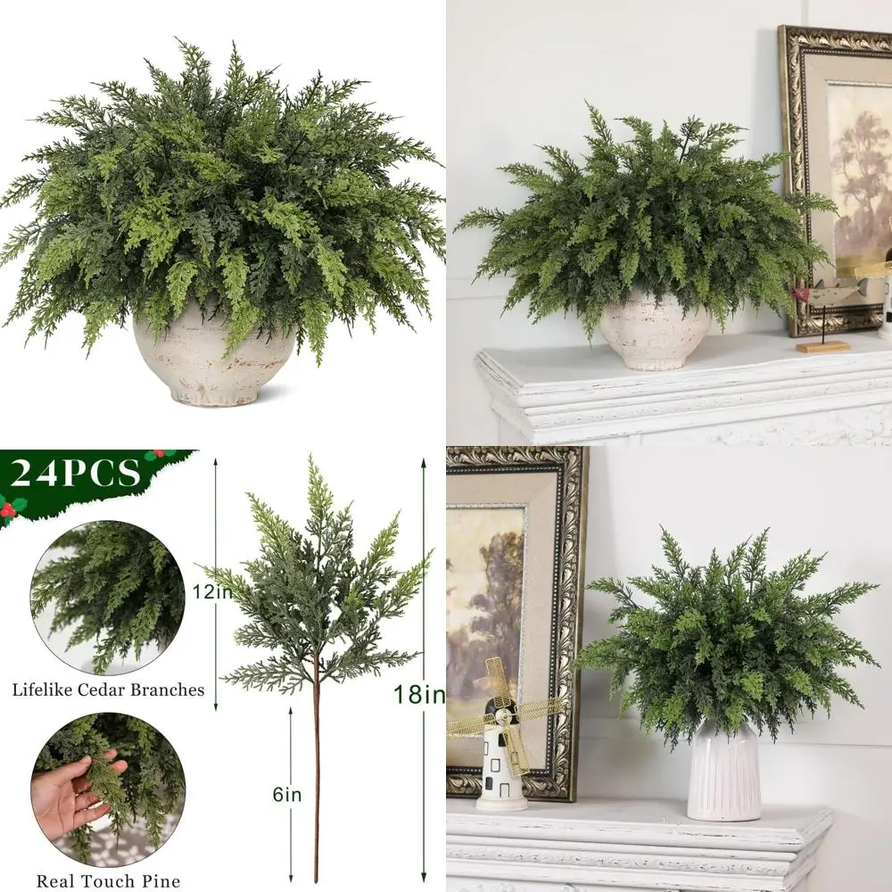 

Рождественские ветки кедра Real Touch-18 дюймов, искусственная ветка кедра, искусственная зелень, растения, стебель, искусственная сосна, выбор для вазы, сделай сам, Cr