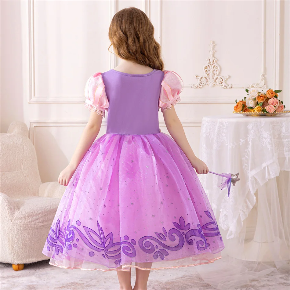 Mädchen Rapunzel Cosplay Prinzessinnen-Kostüm Kinder Tangled Rollenspiel Bühnenauftritt Kleid Kinder Geburtstag Halloween Party Kleider – Detail 17