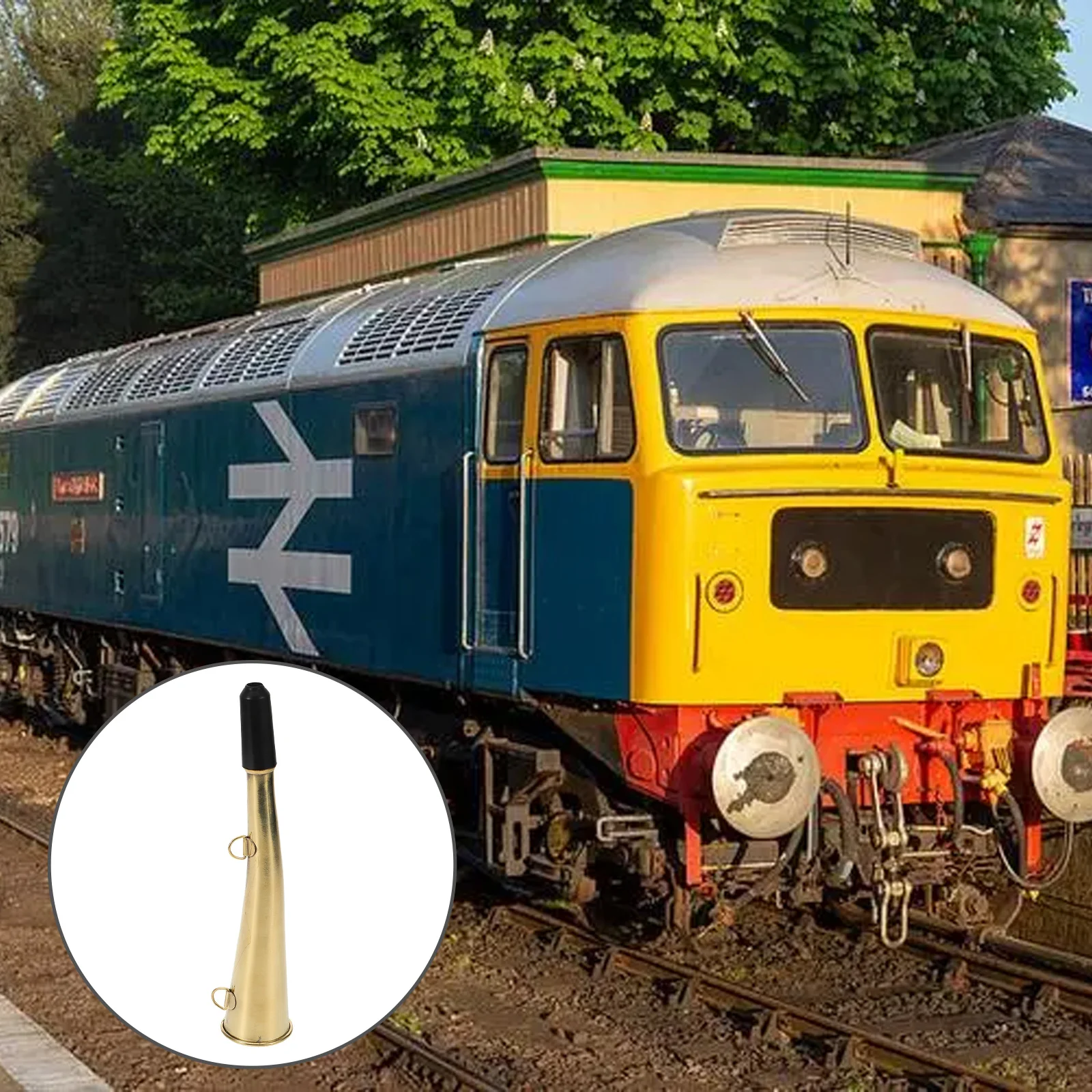 

Copper Railway Horn Bull Shape Signal Whistle for Track Safety Loud Clear Sound Manual Air Horn Portable Ringer Bell