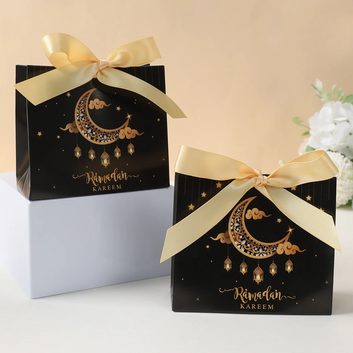 Eid mubarak lua lanterna caixa de presente ramadan kareem decorações para casa 2025 festa muçulmana islâmica eid al adha suprimentos caixa de doces