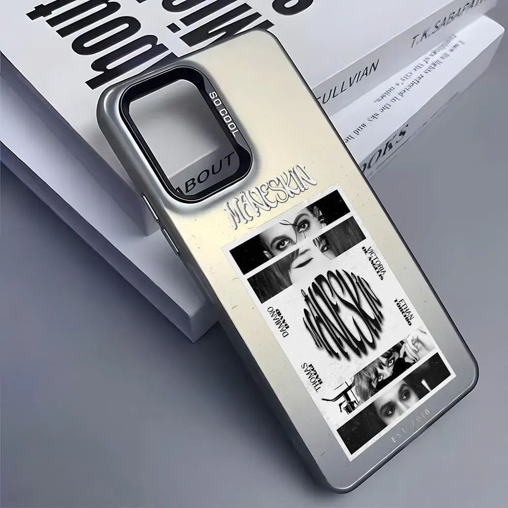 マネスキン D-ダミアーノ デビッド スマホケース サムスン ギャラクシー S25 エッジ S24 S23 S22 S21 S20 ウルトラ用 シリコン シルバー カバー