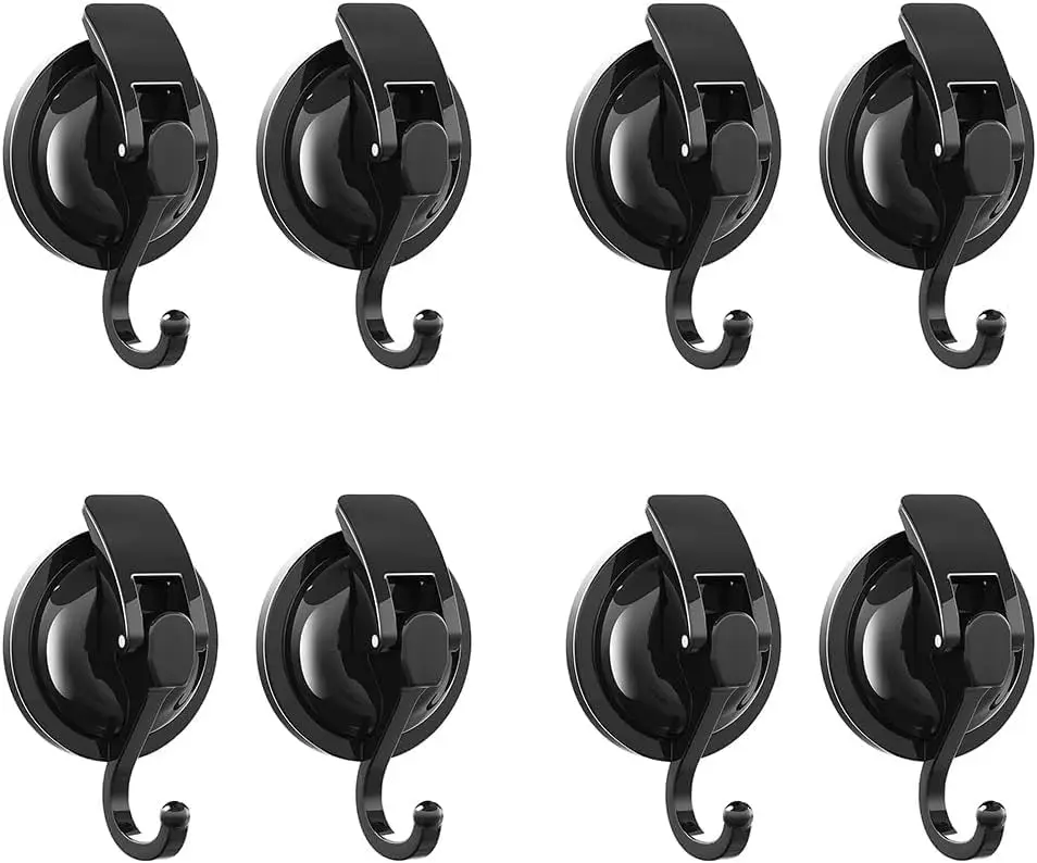 

Heavy Duty Vacuum Suction Cup Hooks, Matte Black Plated Polished Super Suction for Kitchen Bathroom, 8 Pack