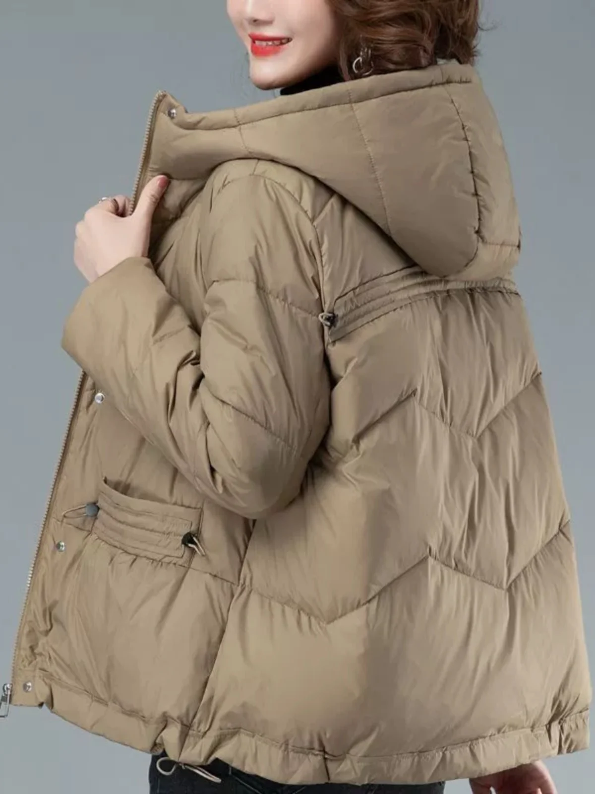 

Легкая утепленная пуховая хлопковая куртка для женщин, новая зимняя модель в корейском стиле, большие размеры, теплая хлопковая куртка с капюшоном