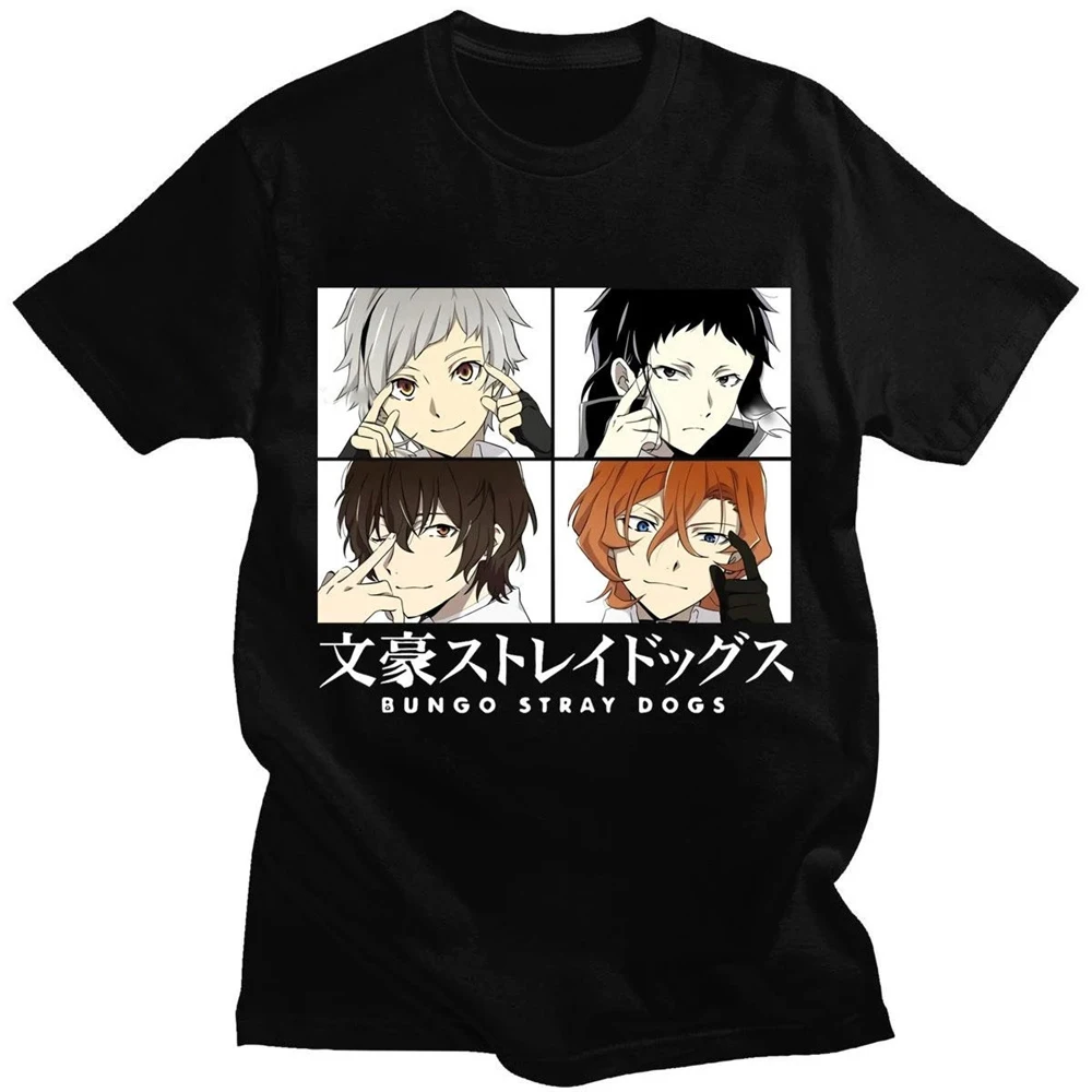 CLOOCL 100% Cotton Casual Short Sleeve Anime Bungo Stray Dogs Men T Shirt Punk High Street Classic Comic Male T-shirt Tops