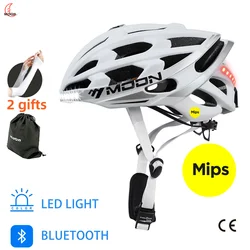 MOON Smart Bicycle Helmet for Adult with Bluetooth LED Rear Light Mips System MTB Road Mountain Bike Helmet for Outdoor Cycling