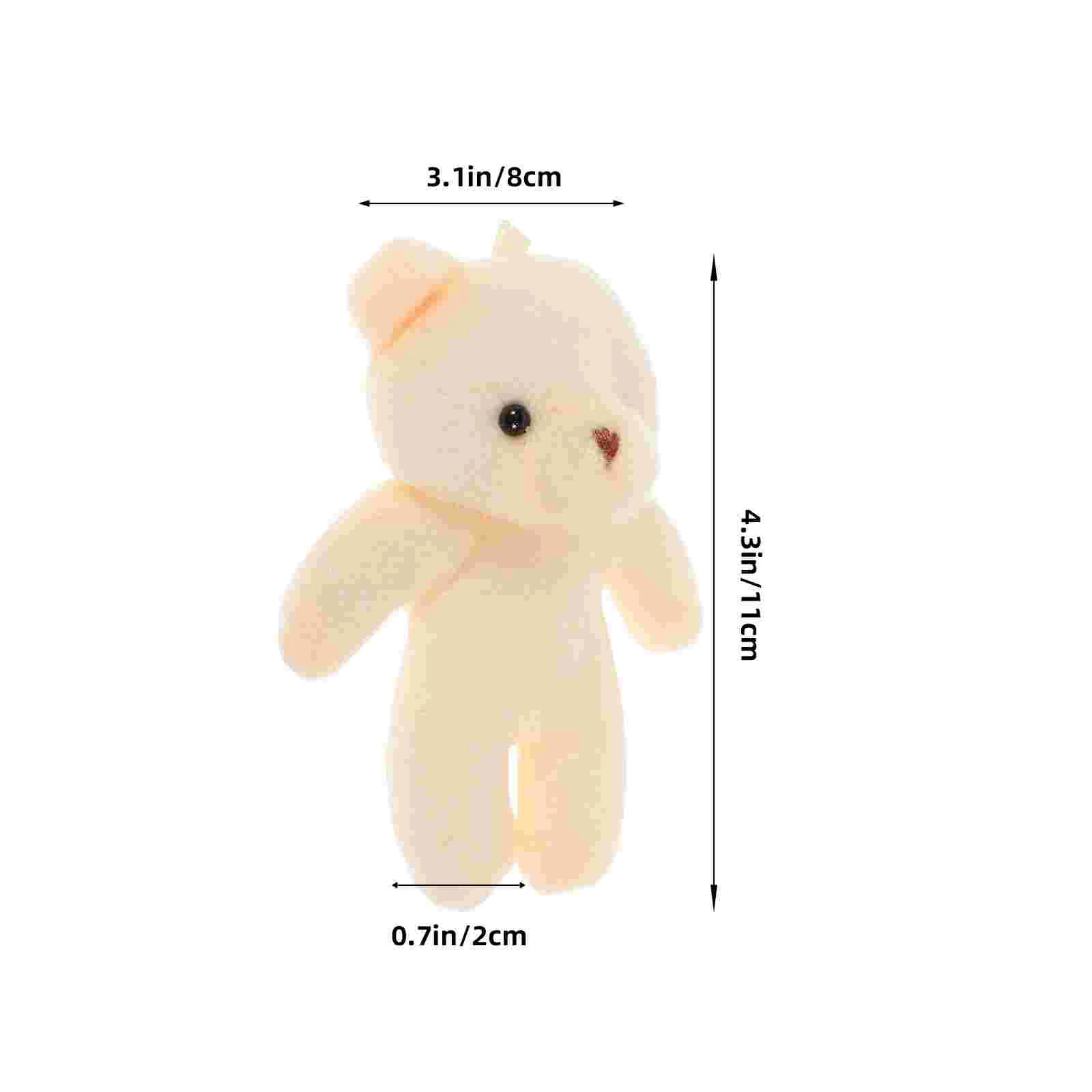 12 Pcs Mini Hanging Bear Figurines Adorable Decor Lovely Keychain Plush Toy Pocket Pendant Pp Cotton Wear-resistant