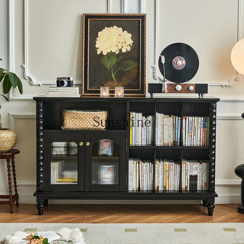 American retro style locker bookshelf living room bedroom against the wall overall solid wood home storage